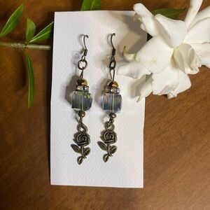 Elegant Bronze Rose Drop Earrings